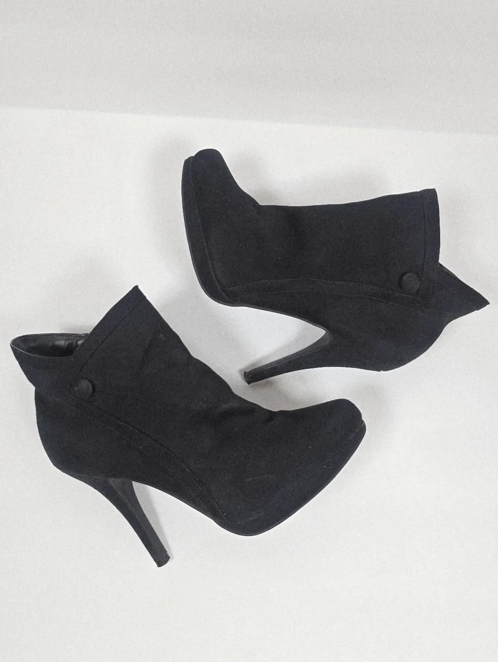 Limelight Black Suede Platform Stiletto Ankle Boots Side Zip Heeled Booties 38